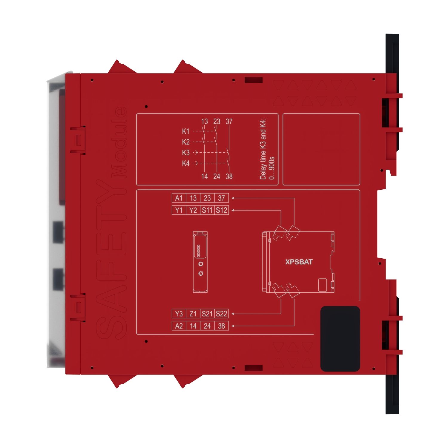 Picture of safety module, Harmony XPS, time delayed output, for Estop, guard, OSSD, 24V AC or DC, screw