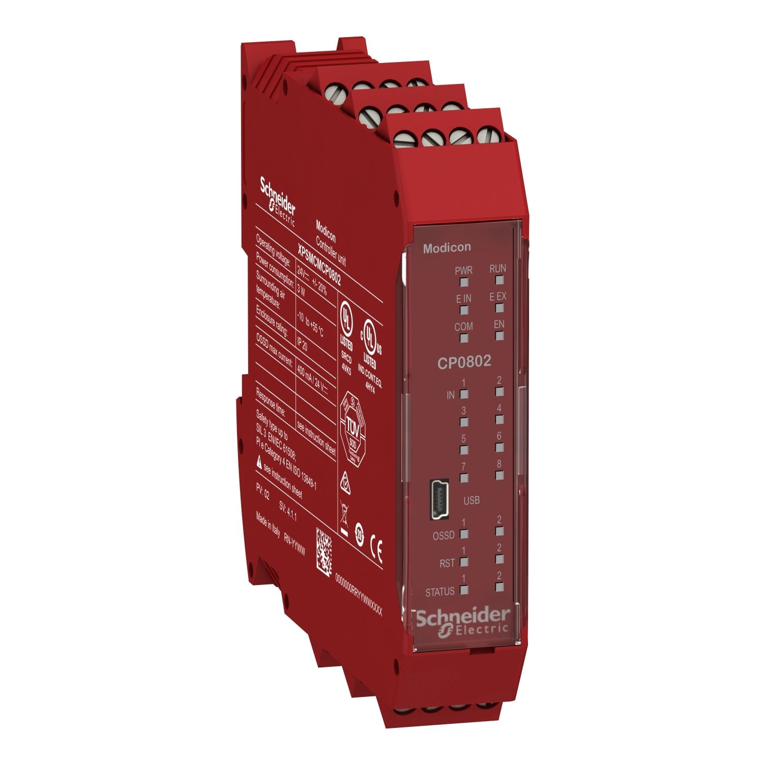 Picture of Safety controller, Modicon MCM, 8 inputs 2 outputs, monitors expansion modules, screw