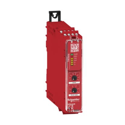 Picture of safety module, Harmony XPSU, potential free 2 NC, NO NC, 2 PNP, 48 to 240V AC or DC, screw