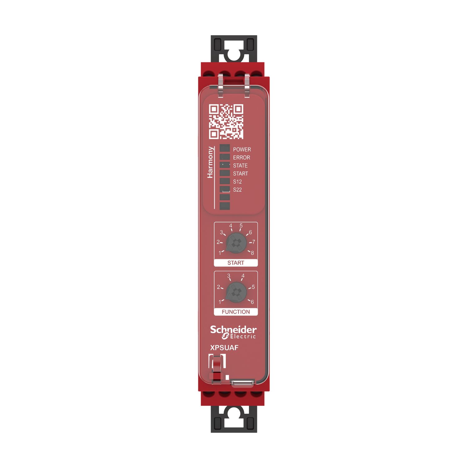 Picture of safety module, Harmony XPSU, Cat 4, potential free 2 NC, NO NC, 2 PNP, 48 to 240V AC or DC, screw