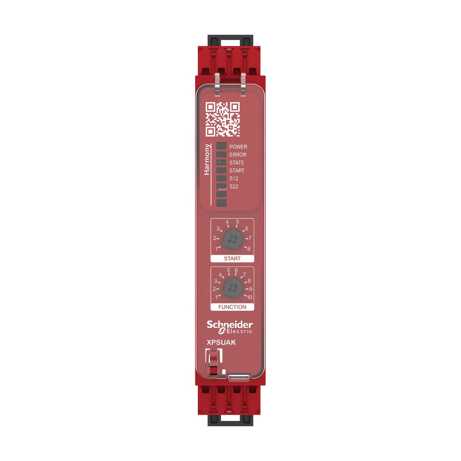 Picture of safety module, Harmony XPSU, Cat 4, features XPSUAF with PNP or NPN, safety mat, 24V AC or DC, spring