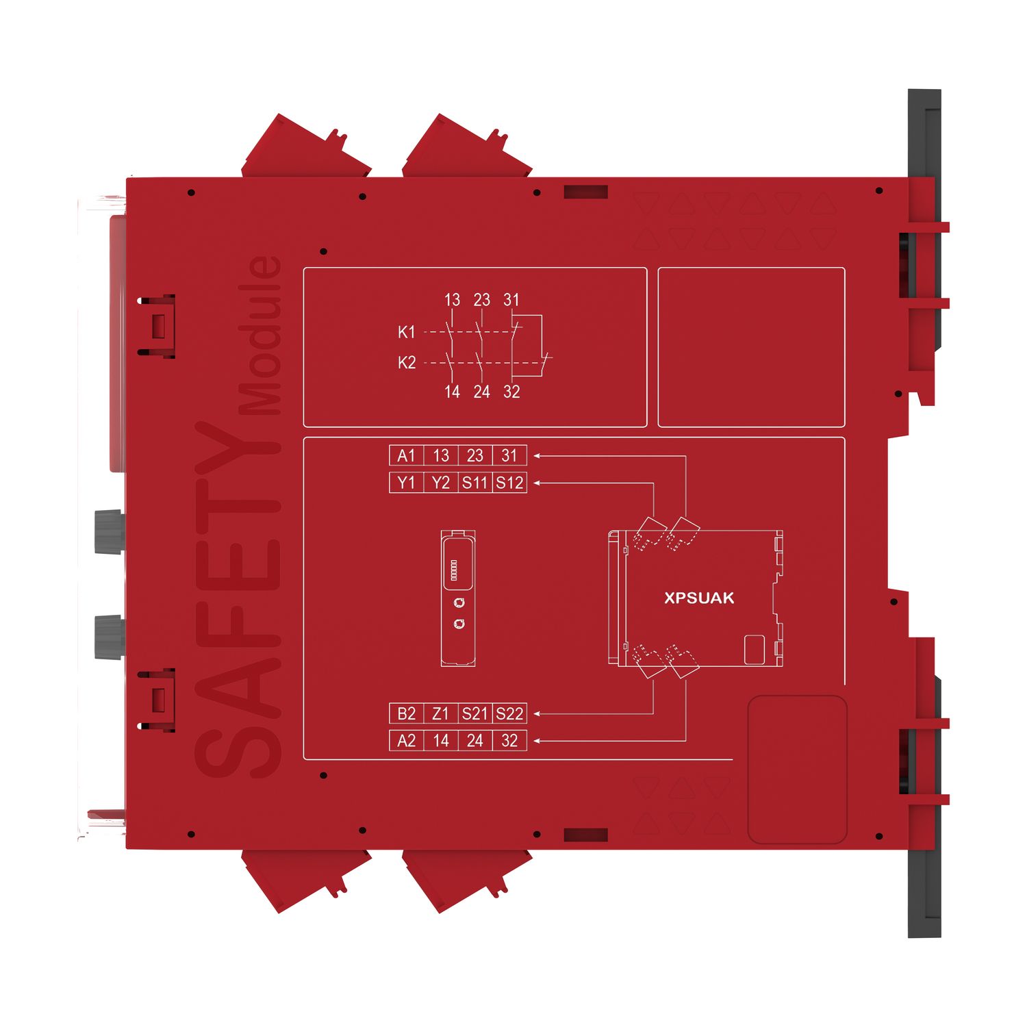 Picture of safety module, Harmony XPSU, Cat 4, features XPSUAF with PNP or NPN, safety mat, 48 to 240V AC or DC, spring