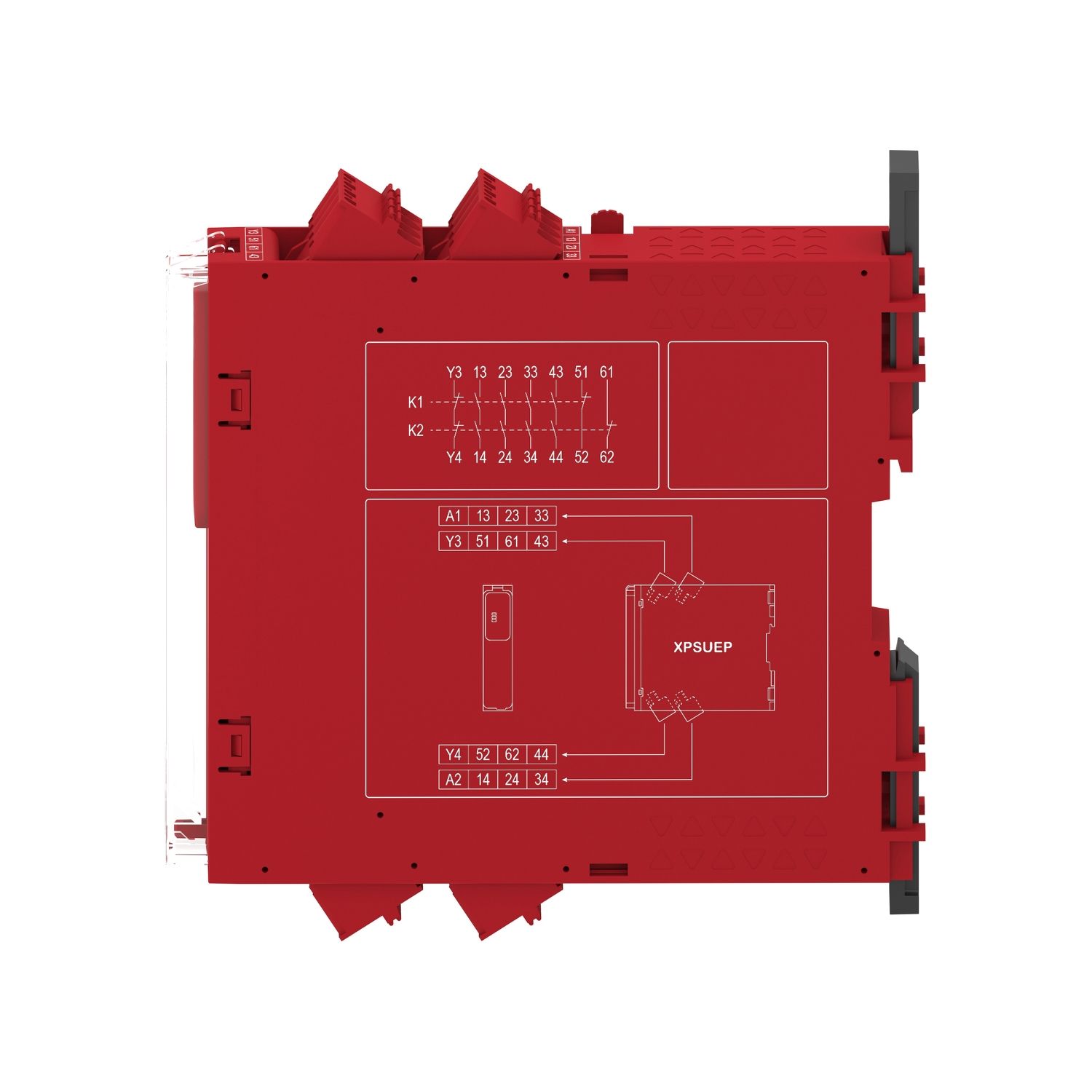 Picture of safety module, Harmony XPSU, Cat 4, expansion use with universal range, 24V AC or DC, spring