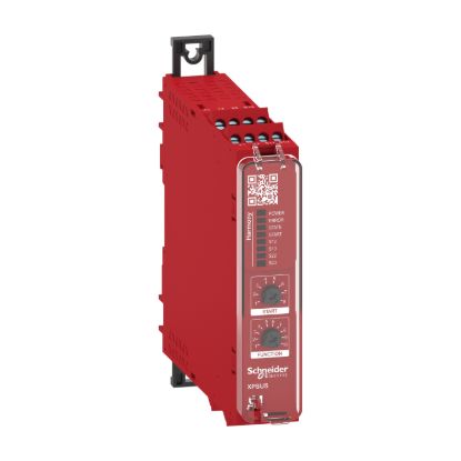 Picture of safety module, Harmony XPSU, Cat 4, features 2 x XPSUAF with enabling movement, 24V AC or DC, screw