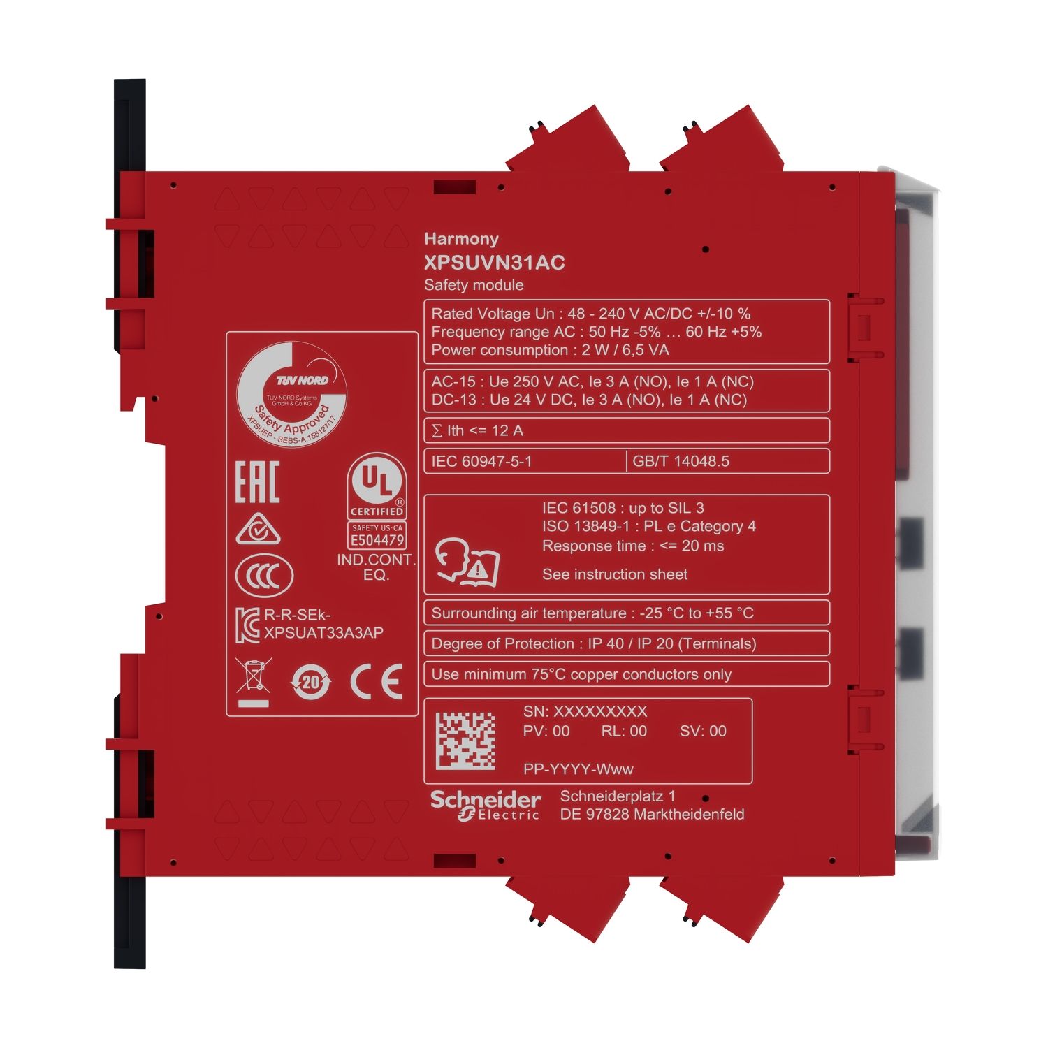 Picture of Safety module, Harmony Safety Automation, Zero speed monitoring with time delay, 48-240 V AC/DC, spring