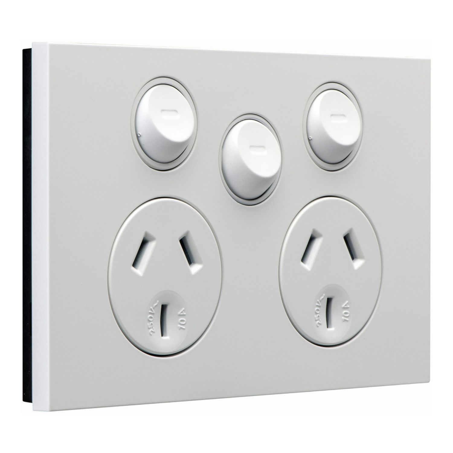 Picture of Double Power Point, Saturn Zen, With Extra Switch Horizontal Mount, 250V, 10A