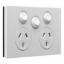 Picture of Double Power Point, Saturn Zen, With Extra Switch Horizontal Mount, 250V, 10A