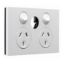 Picture of Double Power Point, Saturn Zen, Horizontal Mount, 250V, 10A, Less Extra Switch