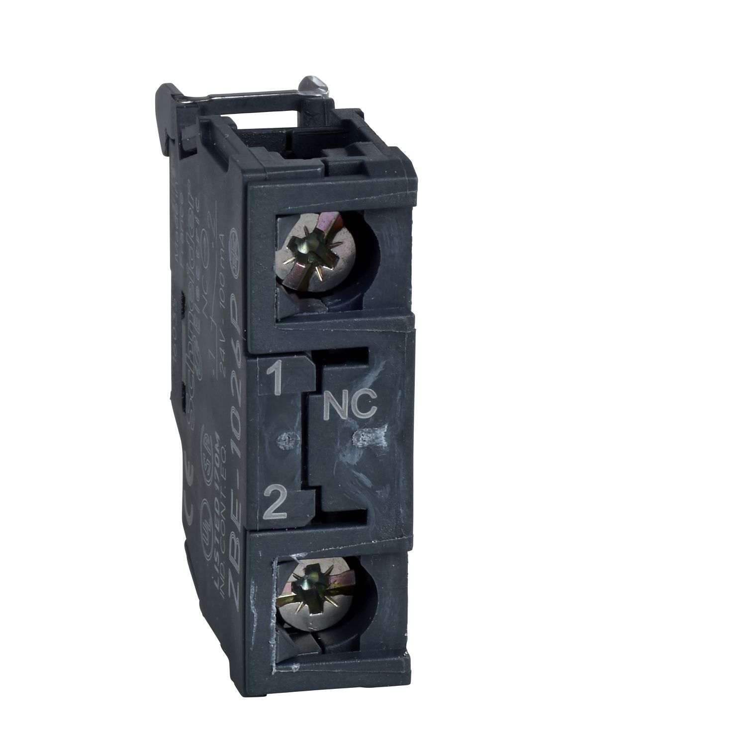 Picture of Single contact block, Harmony XB4, silver alloy, screw clamp terminal, late break, 1NC