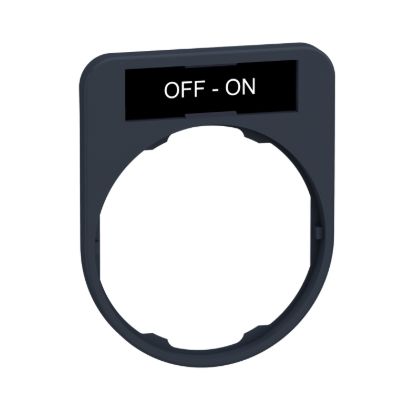 Picture of Legend holder, Harmony XB5, 40 x 50mm, for flush mounted heads, plastic, dark grey, white marked OFF-ON
